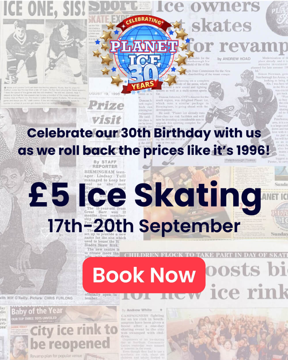 £5 Ice Skating 30th Celebration Popup.