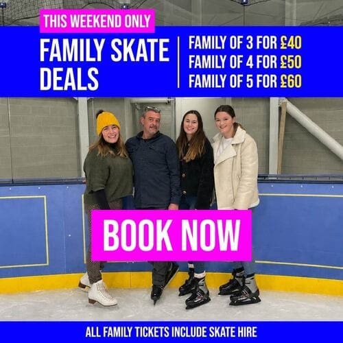 This weekend only family ice skating offer.
